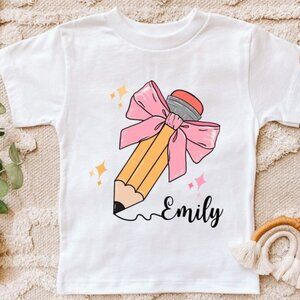 Kids Back To School Shirt, First Day Of School, Cute Pencil Bow Tee